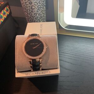 Michael Kors Watch (Black and Rose Gold)